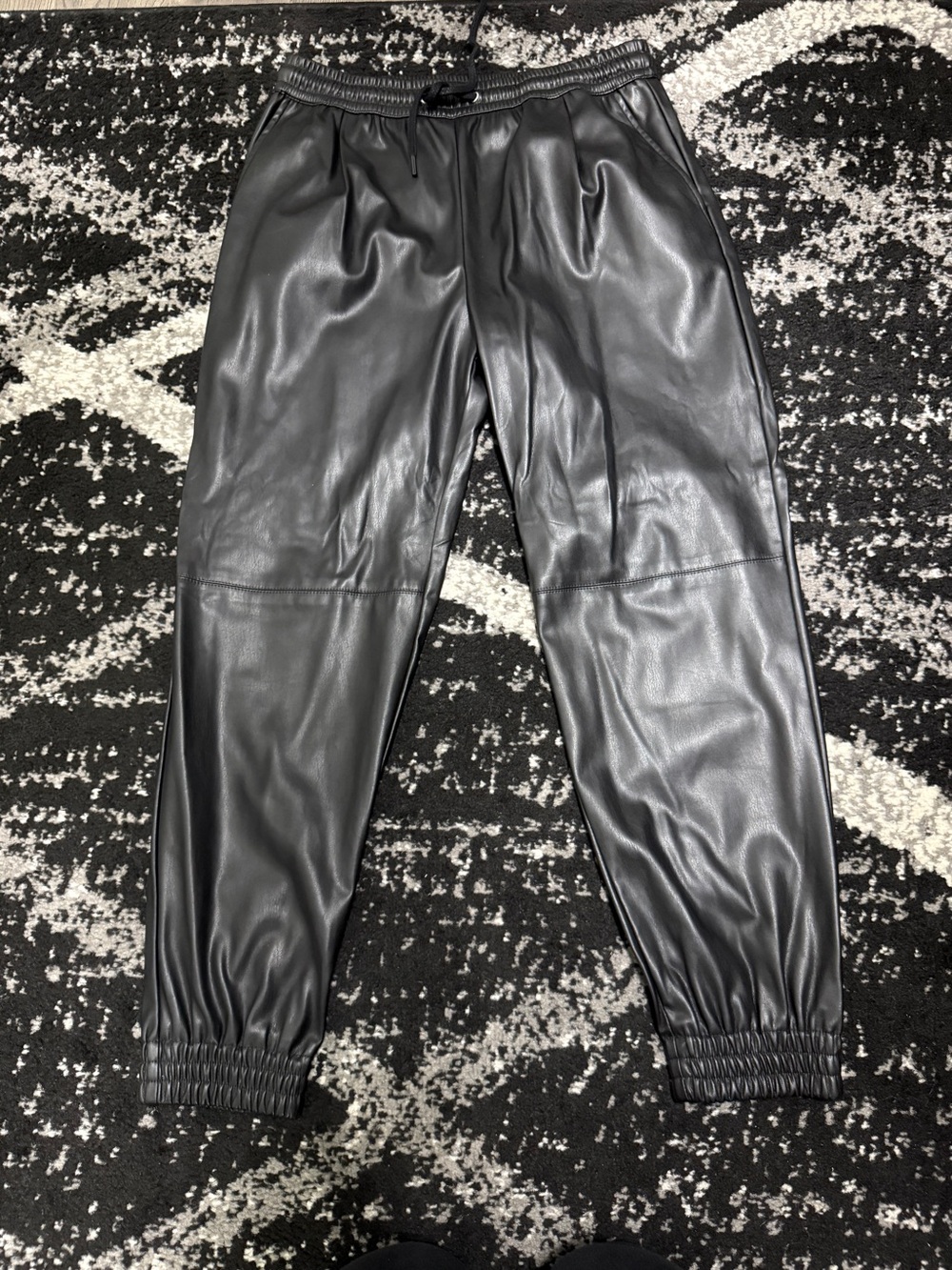 Zara Black Faux Leather Jogger Pants